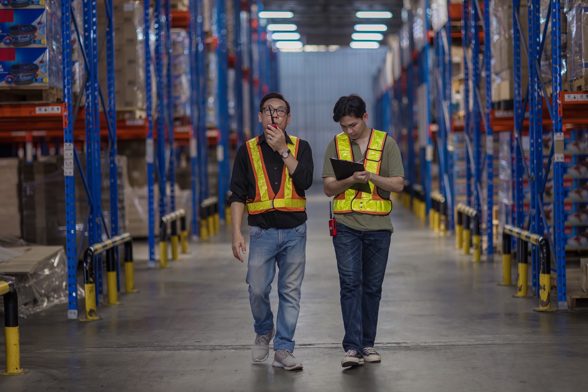 Warehouse worker working in warehouse storage.